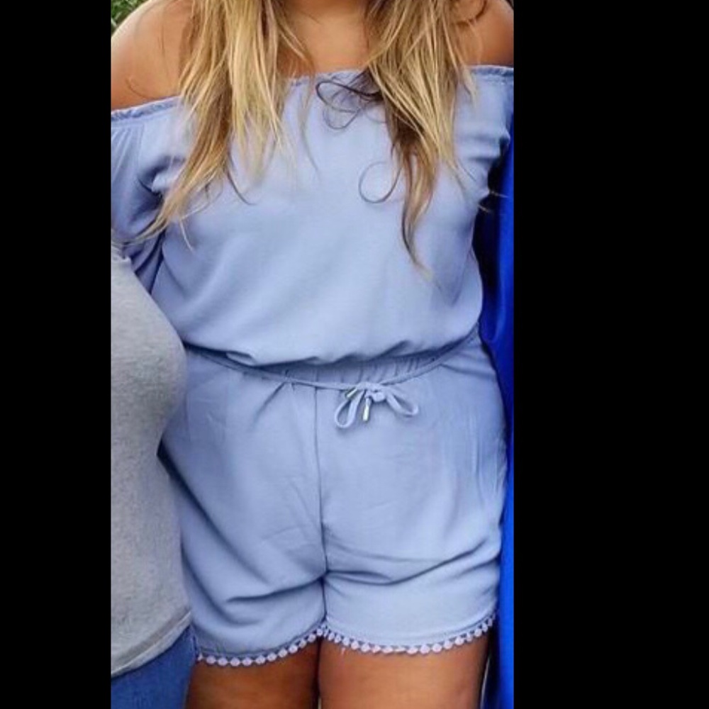 Blue Off the shoulder Romper